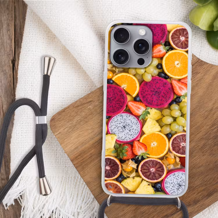 Fruit - Assortiment - Kleurrijk - Gezondheid Hoesje iPhone 16 Pro Max met koord klein -sfeer4