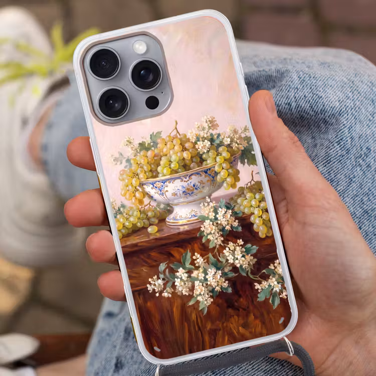 Phone case crossbody - Fruit - Still Life - Classical - Fruit - Stilleven - Klassiek Hoesje iPhone 16 Pro Max met koord klein