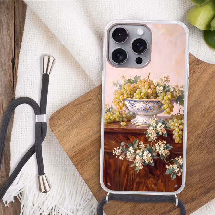 Phone case crossbody - Fruit - Still Life - Classical - Fruit - Stilleven - Klassiek Hoesje iPhone 16 Pro Max met koord klein