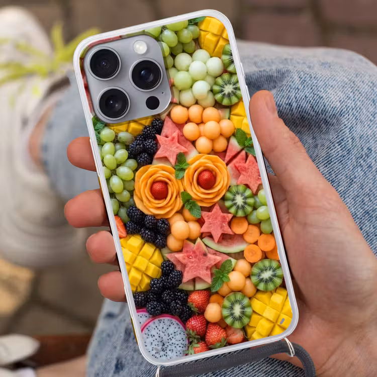 Fruit - Variatie - Kleurrijk - Vers - Eten Hoesje iPhone 16 Pro Max met koord klein -sfeer3