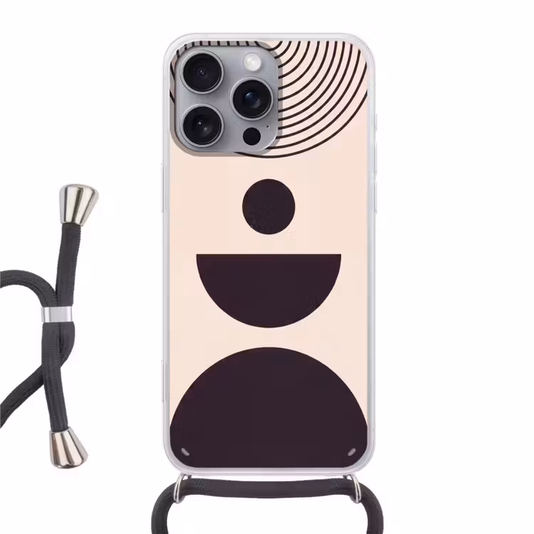 Phone case crossbody - Geometric Balance - Art - Geometrische balans - Kunst Hoesje iPhone 16 Pro Max met koord klein