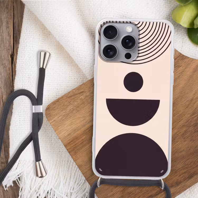 Phone case crossbody - Geometric Balance - Art - Geometrische balans - Kunst Hoesje iPhone 16 Pro Max met koord klein