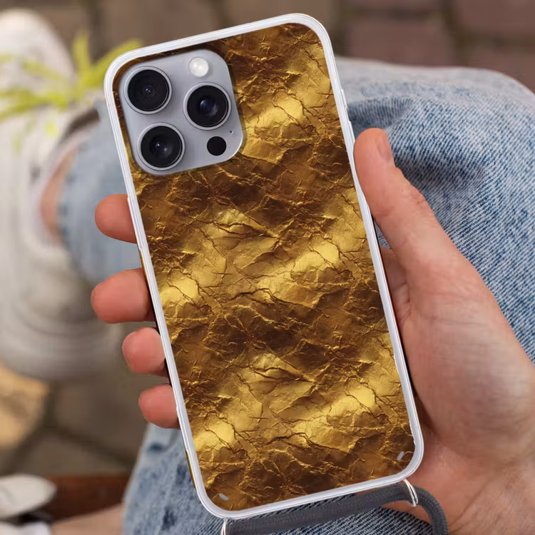 Bladgoud - Textuur - Goud Hoesje iPhone 16 Pro Max met koord klein 804 -sfeer3