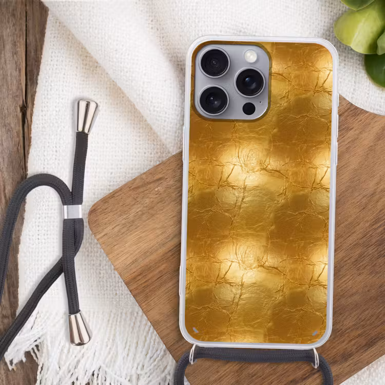 Bladgoud - Vintage - Textuur - Warm Goud Hoesje iPhone 16 Pro Max met koord klein 804 -sfeer4