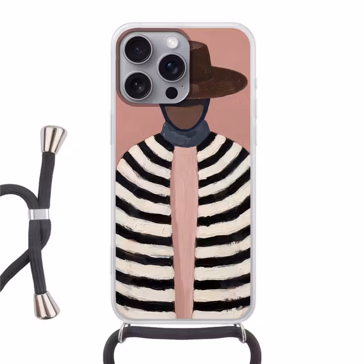 Grafisch - Vrouw - Roze Hoesje iPhone 16 Pro Max met koord klein -3d