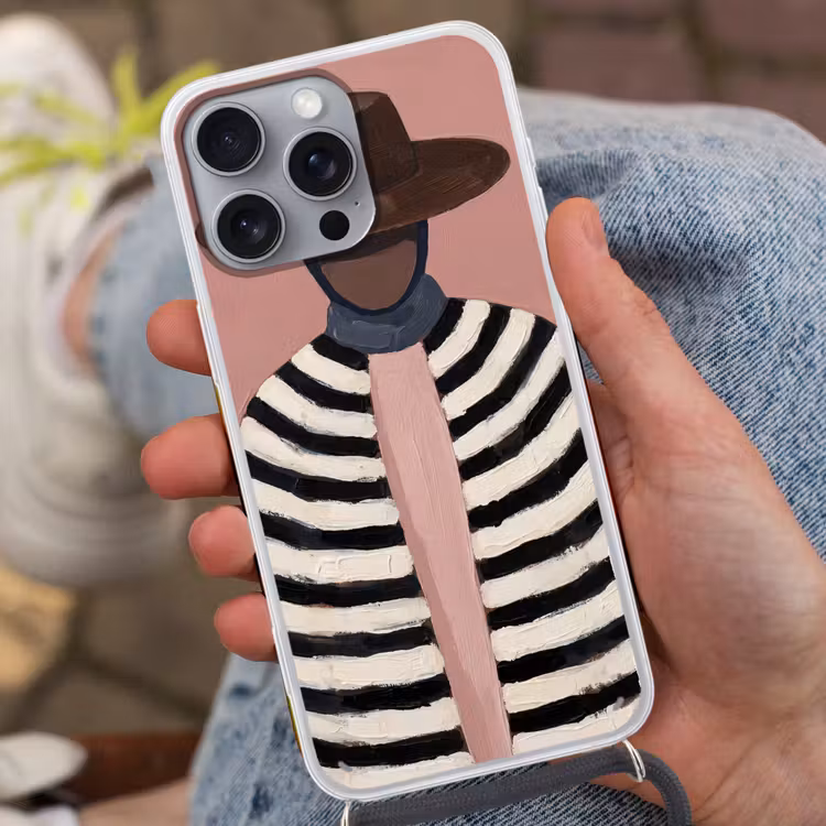 Grafisch - Vrouw - Roze Hoesje iPhone 16 Pro Max met koord klein -sfeer3