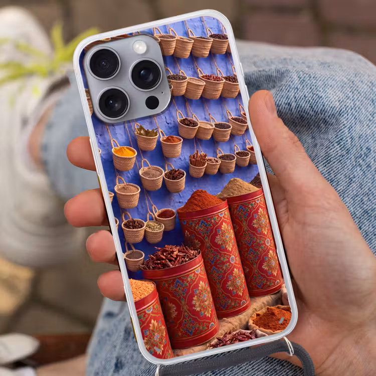 Phone case crossbody - Herbs - Baskets - Market - Kruiden - Manden - Markt Hoesje iPhone 16 Pro Max met koord klein