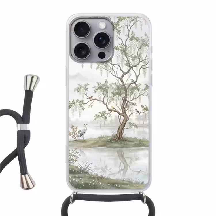 Reiger - Landschap - Groen Hoesje iPhone 16 Pro Max met koord klein -3d