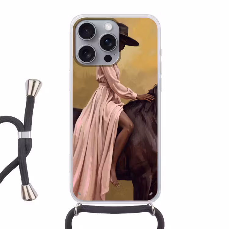 Paard - Klassiek - Oker Hoesje iPhone 16 Pro Max met koord klein -3d