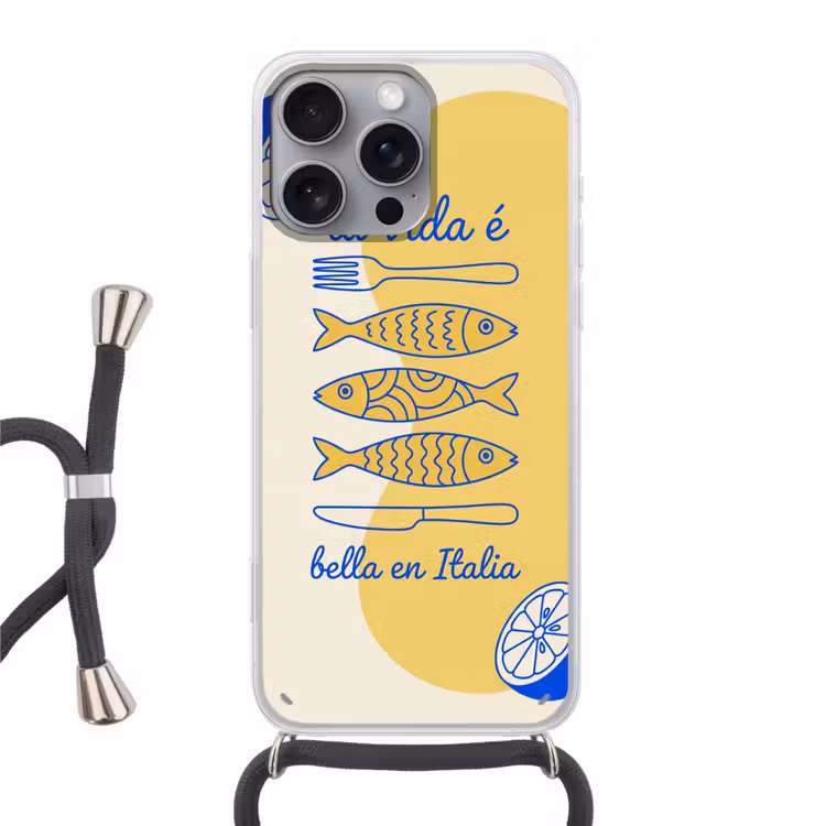 Italië - Eten - Citroen - Vis - Grafisch Hoesje iPhone 16 Pro Max met koord klein -3d
