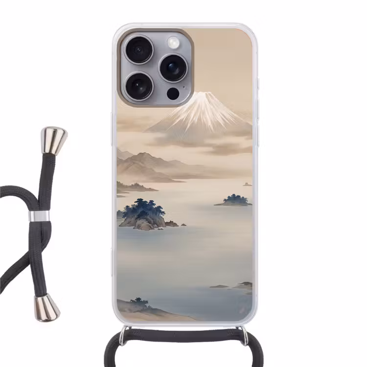 Japans - Landschap - Beige Hoesje iPhone 16 Pro Max met koord klein -3d