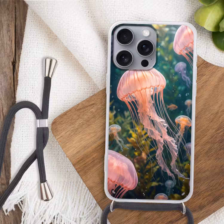 Kwal - Roze - Onderwater - Zeeleven - Dieren Hoesje iPhone 16 Pro Max met koord klein -sfeer4