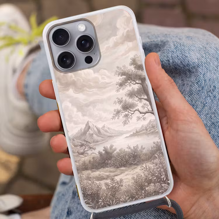Landschap - Bergen - Meer - Natuur Hoesje iPhone 16 Pro Max met koord klein -sfeer3