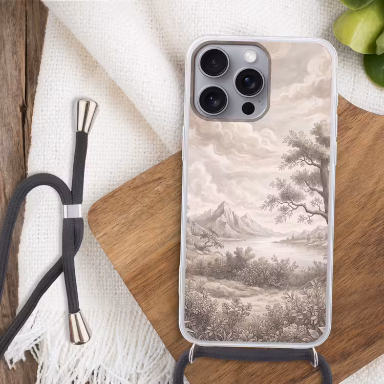 Landschap - Bergen - Meer - Natuur Hoesje iPhone 16 Pro Max met koord klein -sfeer4