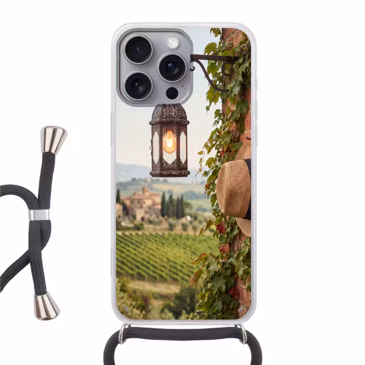 Lantaarn - Wijngaard - Landschap - Italiaans Hoesje iPhone 16 Pro Max met koord klein -3d