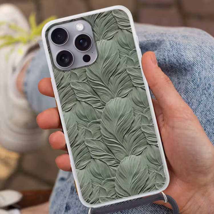 Bladeren - Textuur - Groen Hoesje iPhone 16 Pro Max met koord klein 804 -sfeer3
