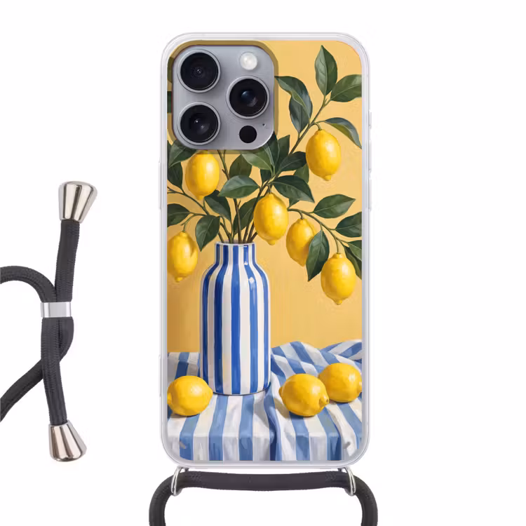 Phone case crossbody - Lemon - Still Life - Modern - Citroen - Stilleven - Modern Hoesje iPhone 16 Pro Max met koord klein