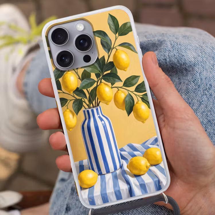 Phone case crossbody - Lemon - Still Life - Modern - Citroen - Stilleven - Modern Hoesje iPhone 16 Pro Max met koord klein