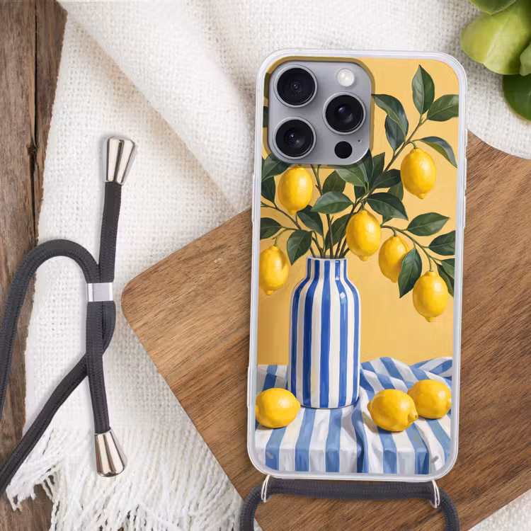 Phone case crossbody - Lemon - Still Life - Modern - Citroen - Stilleven - Modern Hoesje iPhone 16 Pro Max met koord klein