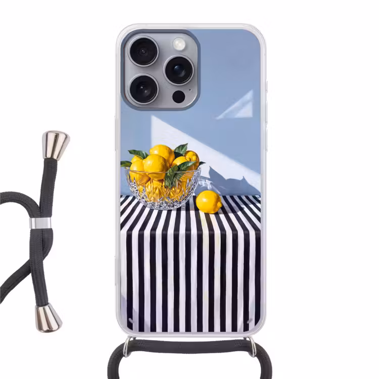 Phone case crossbody - Lemons - Fruit - Yellow - Citroenen - Fruit - Geel Hoesje iPhone 16 Pro Max met koord klein