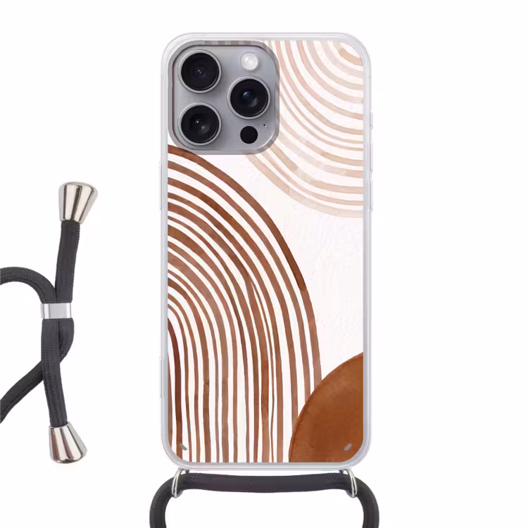 Phone case crossbody - Lines - Minimalist - Art - Lijnen - Minimalistisch - Kunst Hoesje iPhone 16 Pro Max met koord klein
