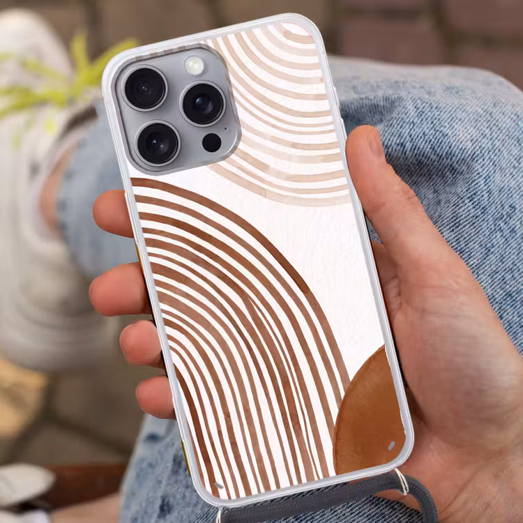 Phone case crossbody - Lines - Minimalist - Art - Lijnen - Minimalistisch - Kunst Hoesje iPhone 16 Pro Max met koord klein