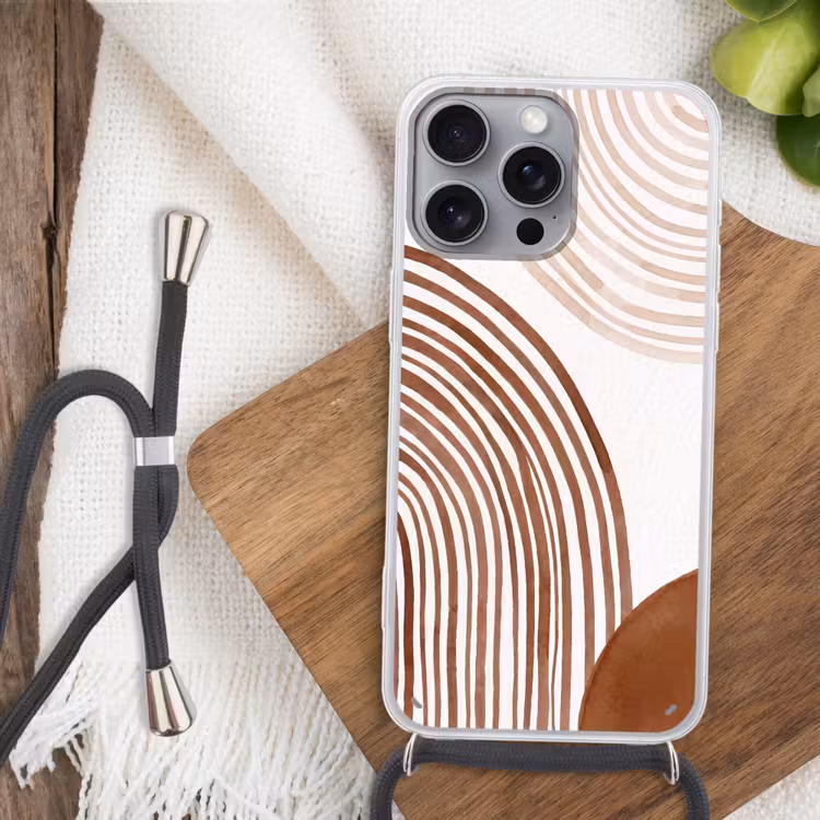 Phone case crossbody - Lines - Minimalist - Art - Lijnen - Minimalistisch - Kunst Hoesje iPhone 16 Pro Max met koord klein