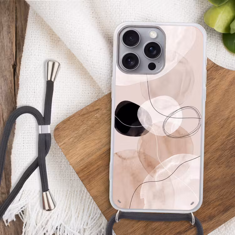 Phone case crossbody - Lines - Wavy - Art - Lijnen - Golvend - Kunst Hoesje iPhone 16 Pro Max met koord klein