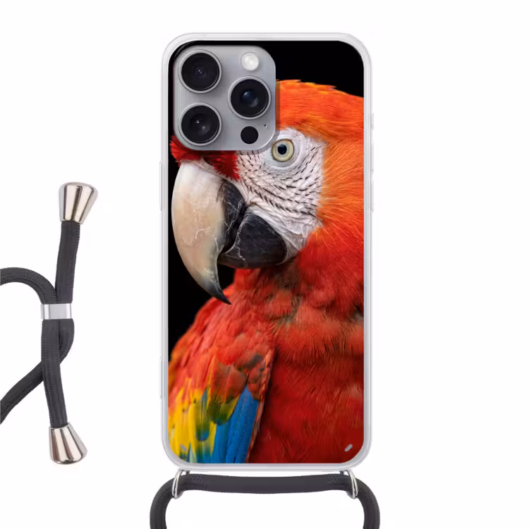 Ara - Portret - Rood Hoesje iPhone 16 Pro Max met koord klein -3d