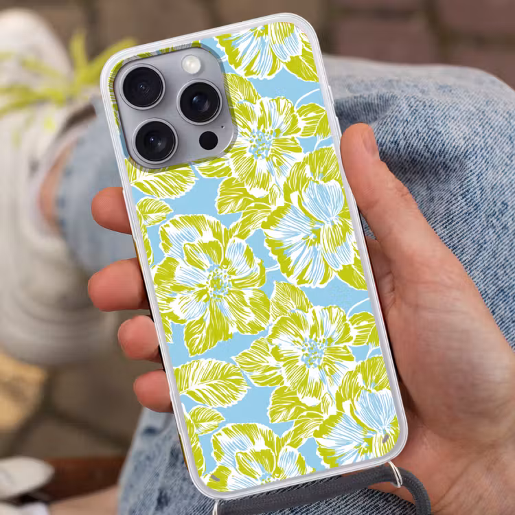 Modern - Bloemen - Groen Hoesje iPhone 16 Pro Max met koord klein 804 -sfeer3