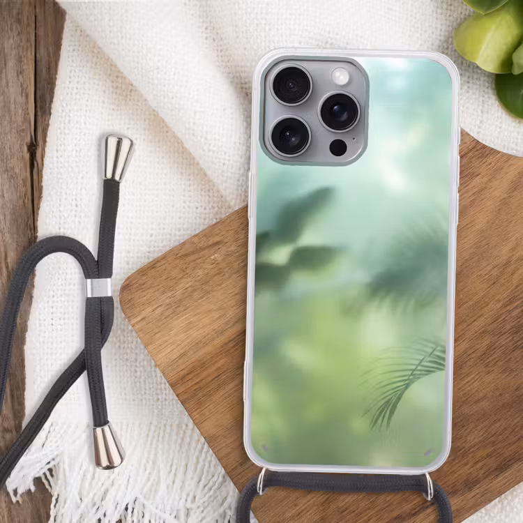 Natuur - Vervaagd - Groen - Abstract - Modern Hoesje iPhone 16 Pro Max met koord klein -sfeer4