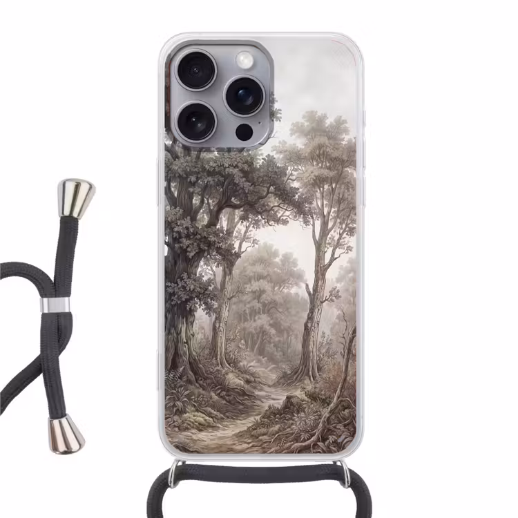Natuur - Bos - Eik Hoesje iPhone 16 Pro Max met koord klein -3d