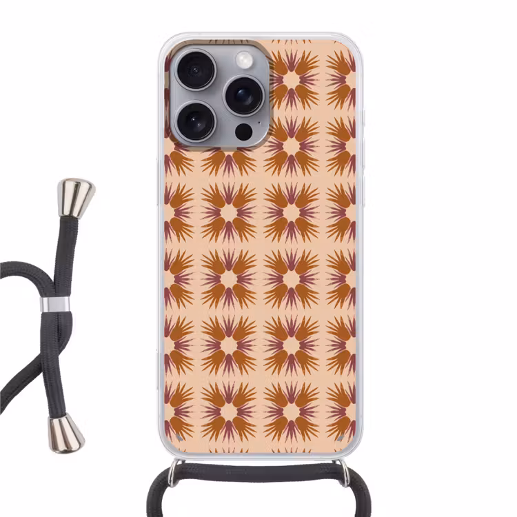 Ornament - Patroon - Oker Hoesje iPhone 16 Pro Max met koord klein 804 -3d