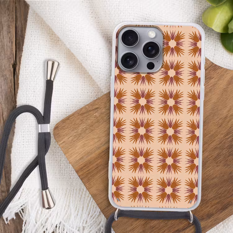 Ornament - Patroon - Oker Hoesje iPhone 16 Pro Max met koord klein 804 -sfeer4
