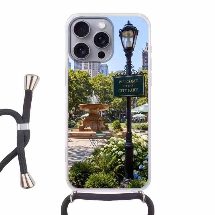 Park - Fontein - Stad - Natuur Hoesje iPhone 16 Pro Max met koord klein -3d