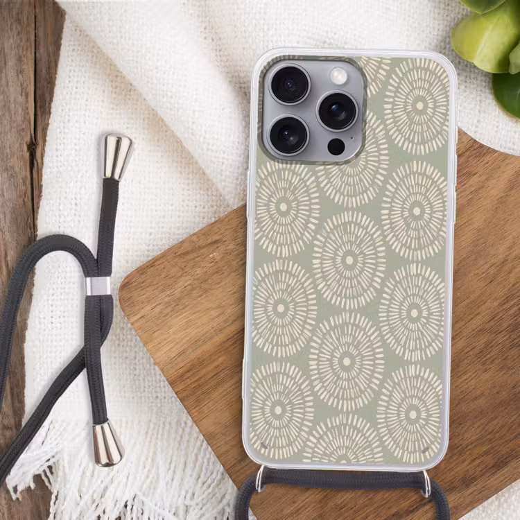 Patroon - Cirkels - Abstract - Modern - Groen Hoesje iPhone 16 Pro Max met koord klein -sfeer4