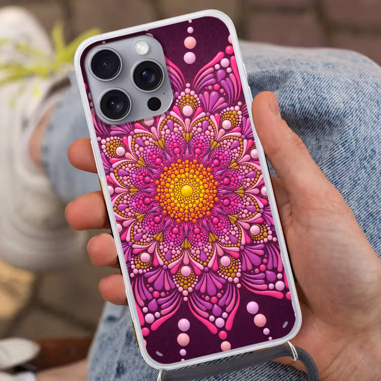 Patroon - Stippen - Abstract - Kleurrijk Hoesje iPhone 16 Pro Max met koord klein -sfeer3