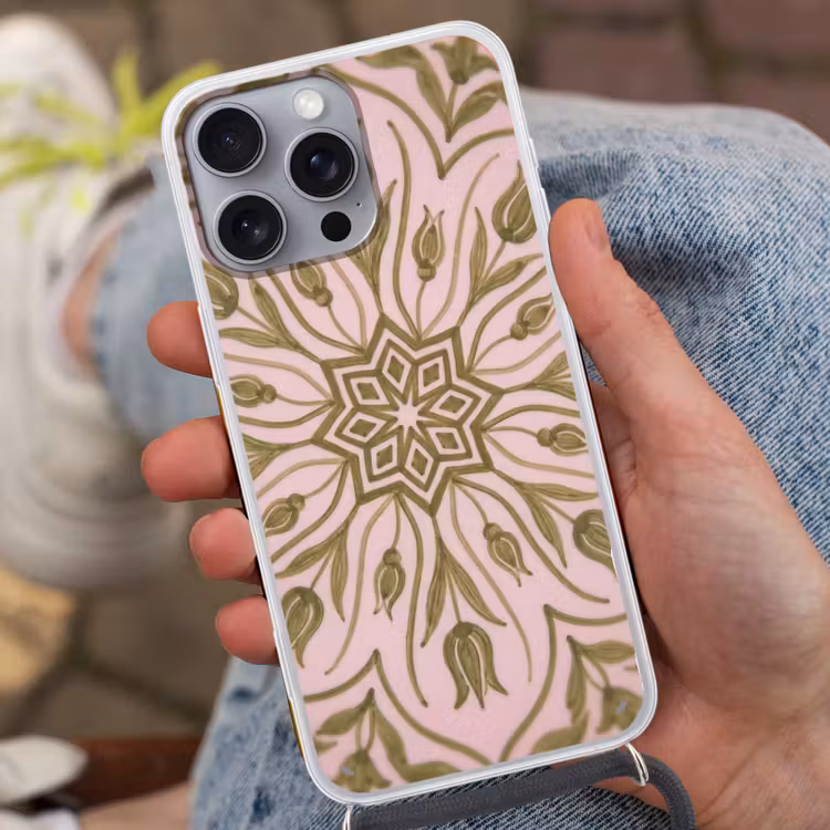 Patroon - Mandala - Decoratie - Abstract - Groen Hoesje iPhone 16 Pro Max met koord klein -sfeer3