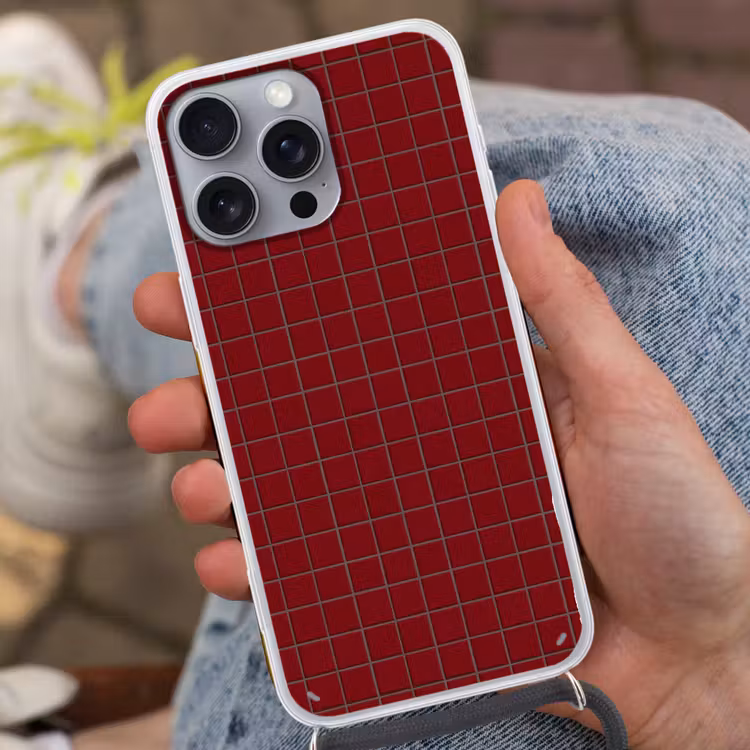 Patroon - Tegels - Burgundy Hoesje iPhone 16 Pro Max met koord klein 804 -sfeer3