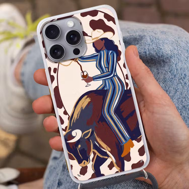 Mensen - Dieren - Cowboy - Abstract - Kleurrijk Hoesje iPhone 16 Pro Max met koord klein -sfeer3