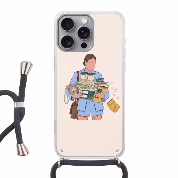 Mens - Kantoorartikelen - Werk - Modern Hoesje iPhone 16 Pro Max met koord klein -3d