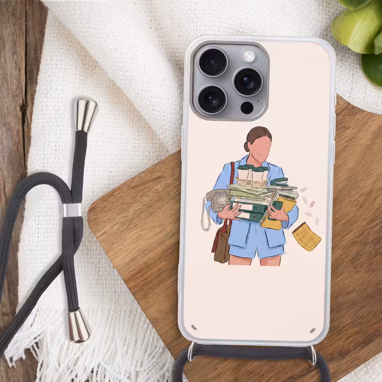 Mens - Kantoorartikelen - Werk - Modern Hoesje iPhone 16 Pro Max met koord klein -sfeer4