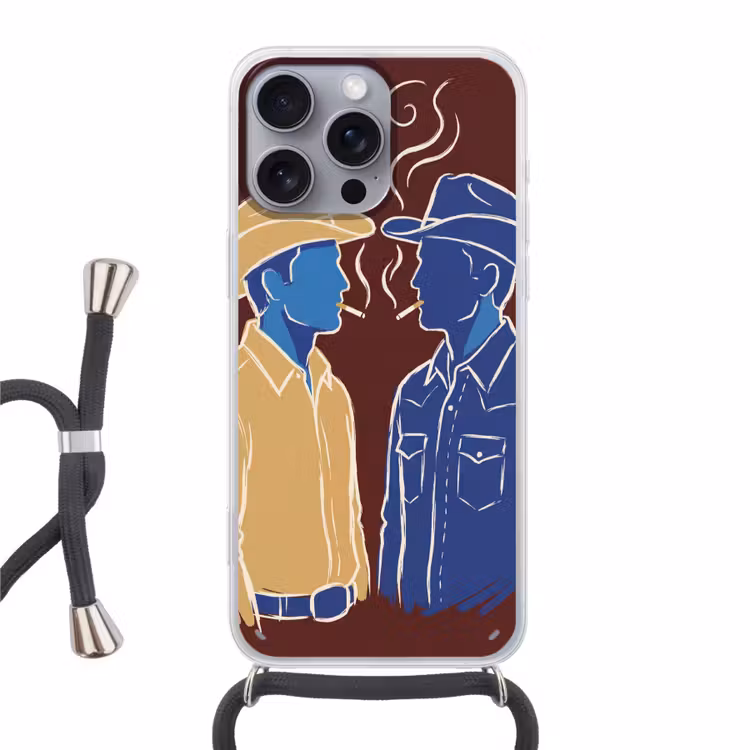 Mensen - Profiel - Sigaret - Abstract - Kunst Hoesje iPhone 16 Pro Max met koord klein -3d