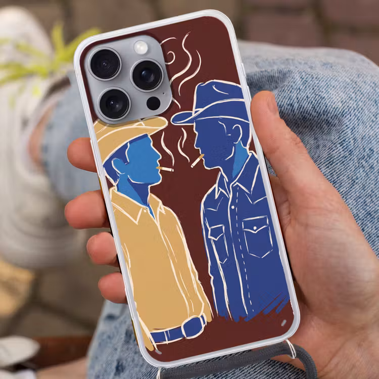 Mensen - Profiel - Sigaret - Abstract - Kunst Hoesje iPhone 16 Pro Max met koord klein -sfeer3