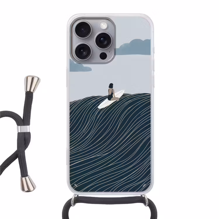 Persoon - Surfen - Oceaan - Natuur - Modern Hoesje iPhone 16 Pro Max met koord klein -3d