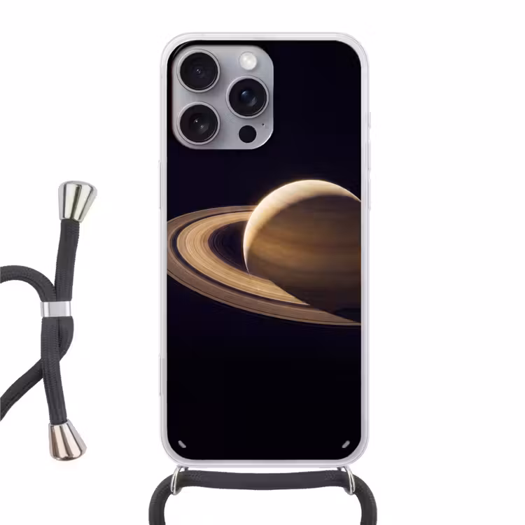 Phone case crossbody - Planet - Rings - Space - Planeet - Ringen - Ruimte Hoesje iPhone 16 Pro Max met koord klein
