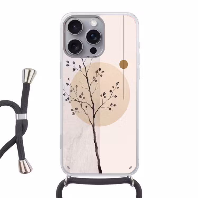 Phone case crossbody - Plant - Abstract - Beige - Plant - Abstract - Beige Hoesje iPhone 16 Pro Max met koord klein