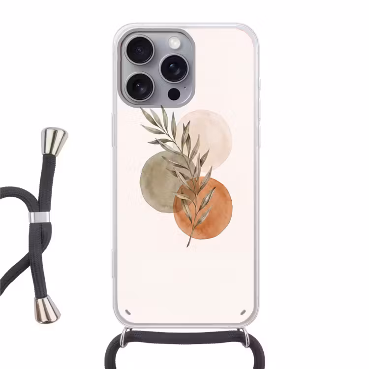 Phone case crossbody - Plant - Circles - Abstract - Plant - Cirkels - Abstract Hoesje iPhone 16 Pro Max met koord klein