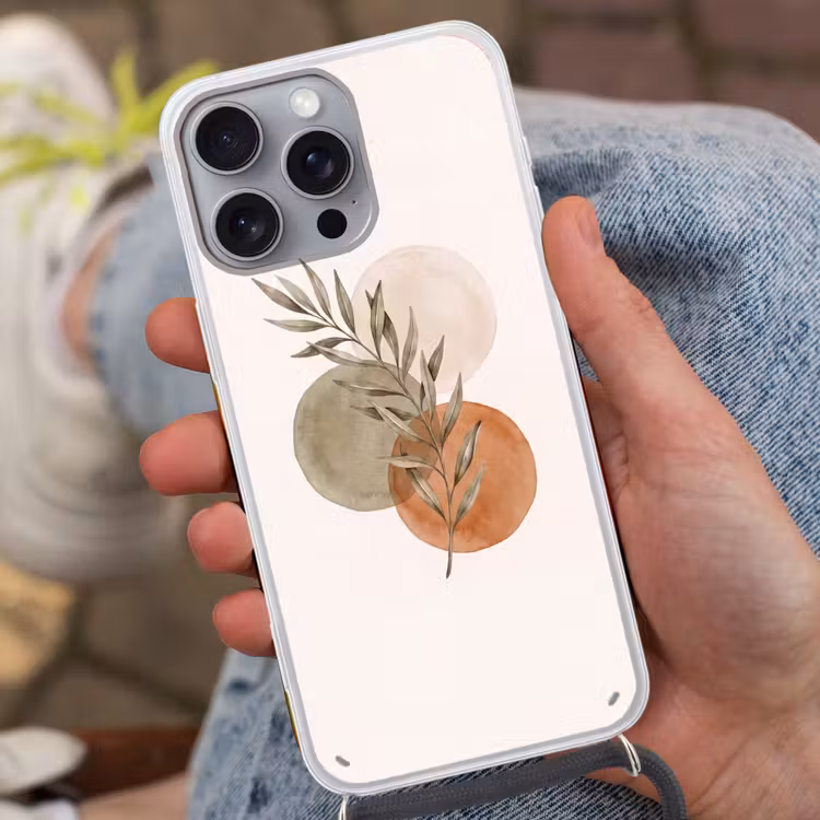Phone case crossbody - Plant - Circles - Abstract - Plant - Cirkels - Abstract Hoesje iPhone 16 Pro Max met koord klein