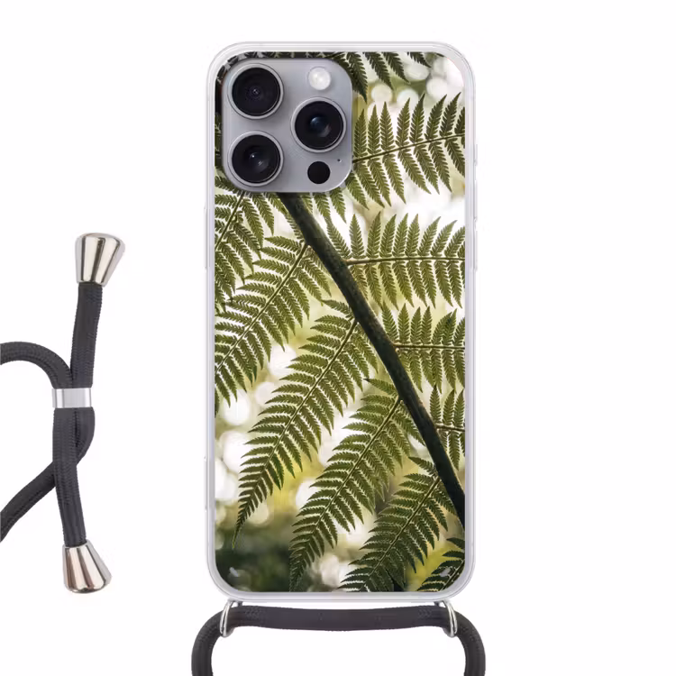 Plant - Blad - Natuur - Groen - Detail Hoesje iPhone 16 Pro Max met koord klein -3d